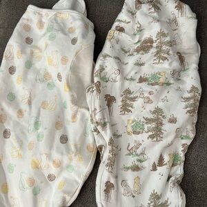 Neutral Winnie the Pooh Print Baby Swaddles - Green, Brown, Yellow